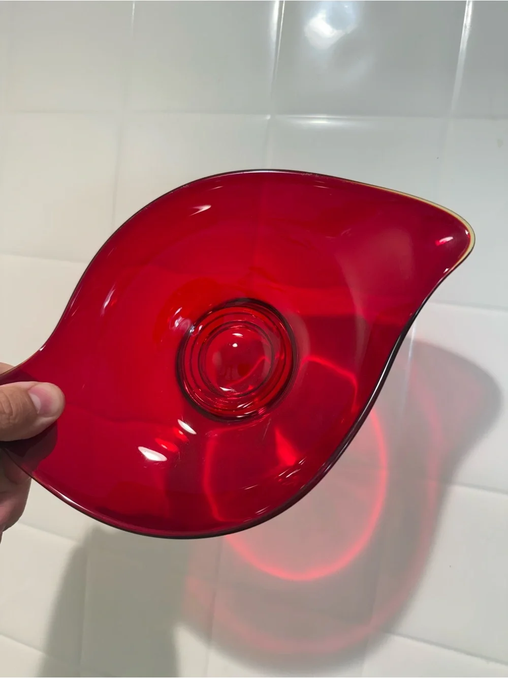 Viking Vintage MCM Red Glass Bowl/Candy Dish 9